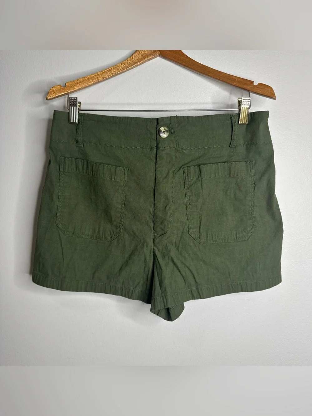 Anthropologie Maeve Green Colette Shorts High Rise Stretch Size 32
